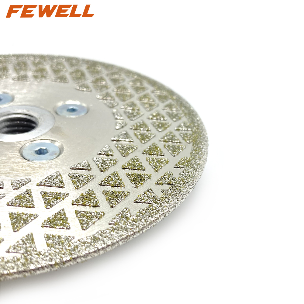 High quality 4.5/7/9inch 115/180/230mm M14 flange single side triangle shape electroplated diamond saw blade for marble 