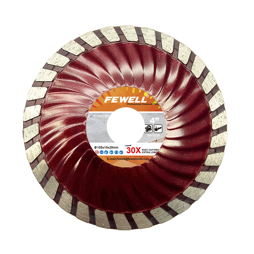 High quality 4/4.5/5inch 105/115/125*8*22.23mm Hot press sintered Wave turbo diamond saw blade for cutting concrete