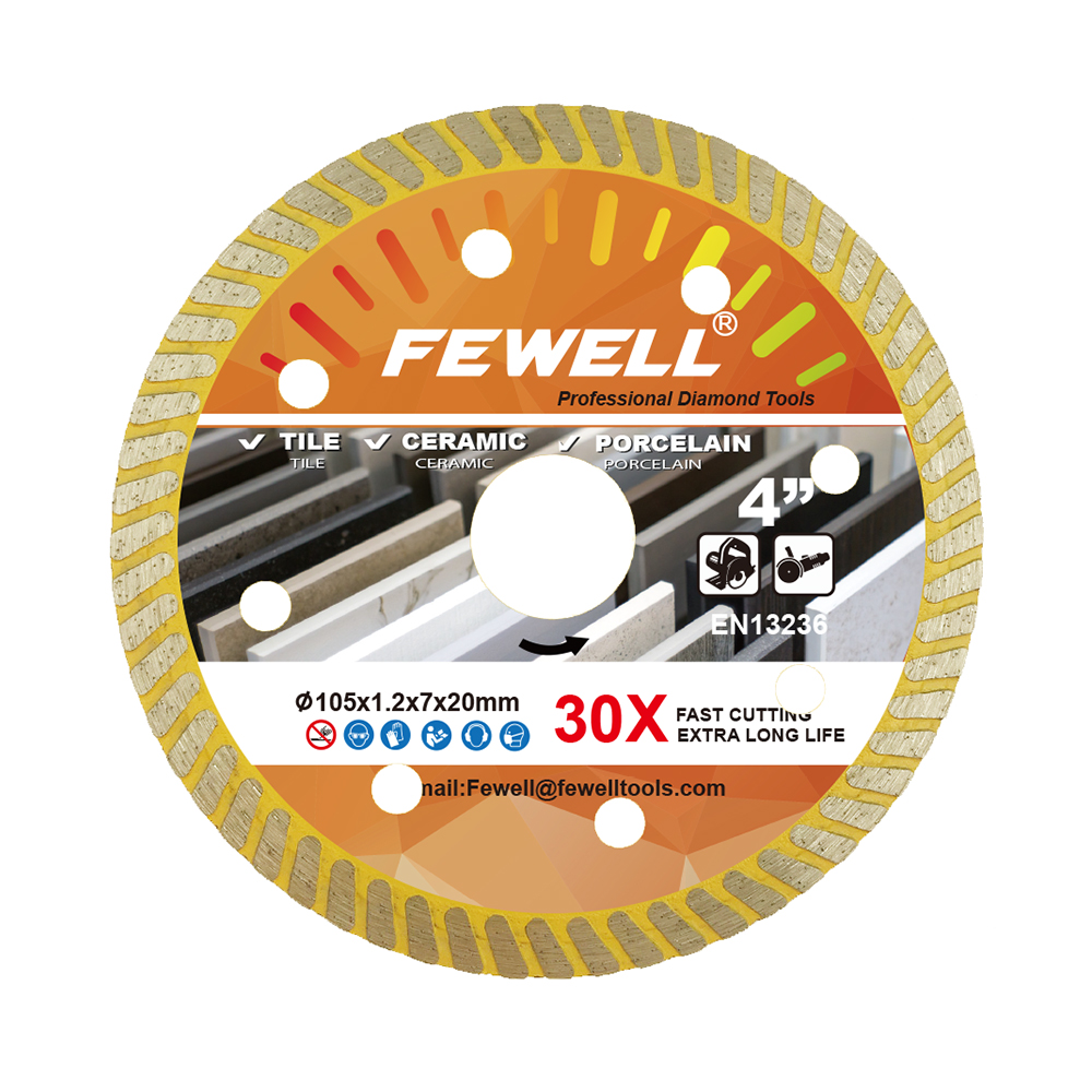 High quality hot press 4/5/7inch 105//125/180*7mm super thin turbo diamond saw blade for cutting tile porcelain 