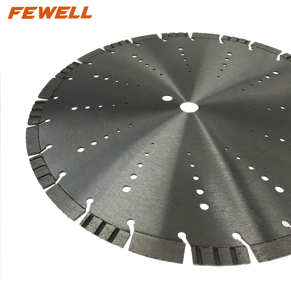 High quality Laser welded 14/16inch 350/406mm with cooling holes diamond mixed turbo segmented saw blade for cutting asphalt 