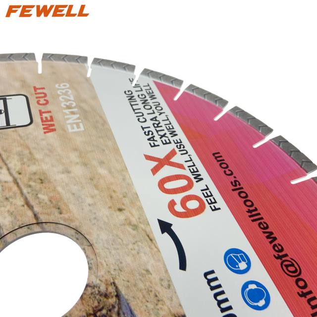 Premium quality 14/16inch 350/400*15/20*60 with 50mm ring Silver Brazed silent steel core arix arrow tip segment diamond saw blade for cutting granite