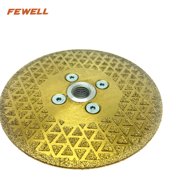 High quality 4.5/7/9inch 115/180/230mm M14 flange single side triangle shape electroplated diamond saw blade for marble 