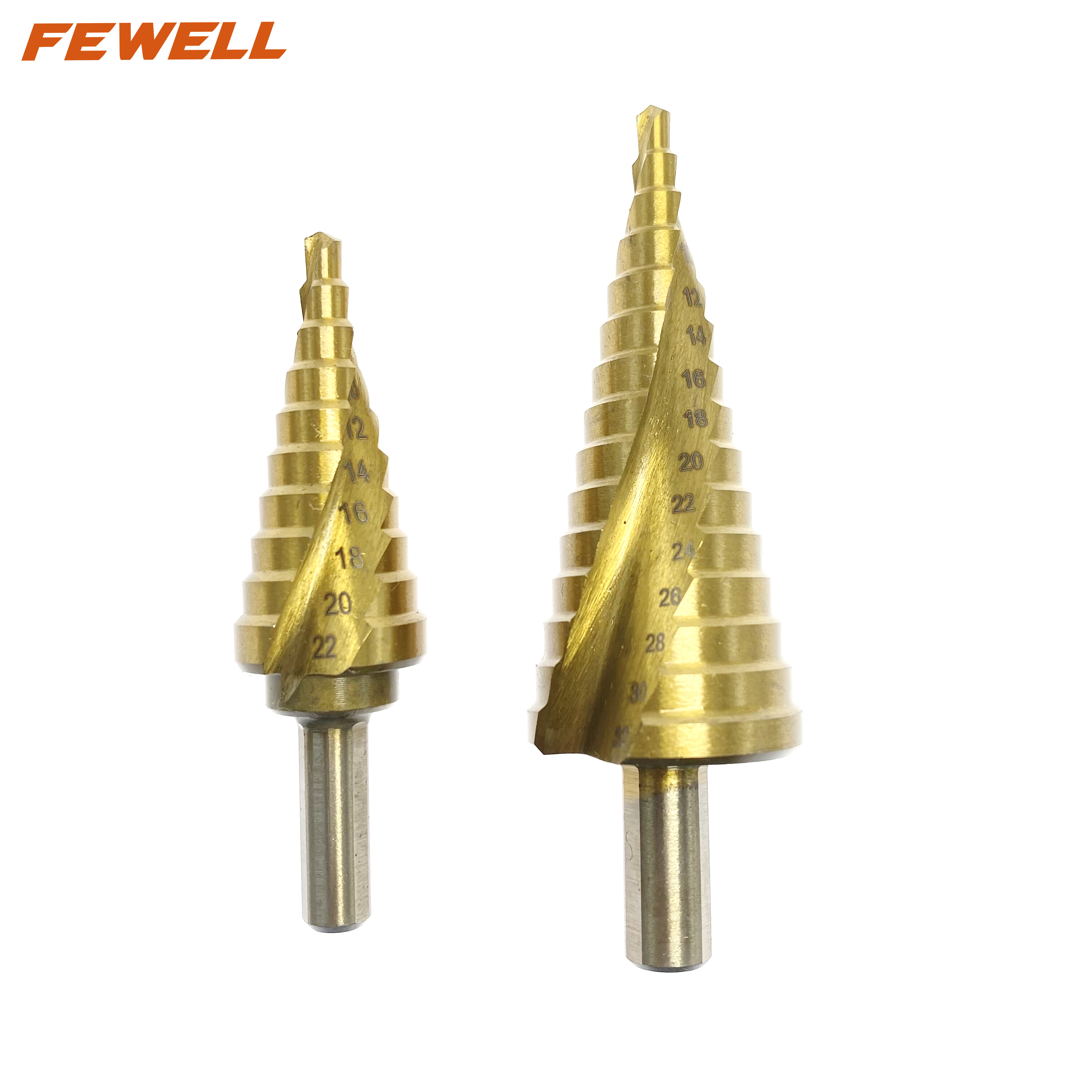High quality Titanium coated 4241 HSS spiral flute step drill bit 4-22/32 mm for metal drilling