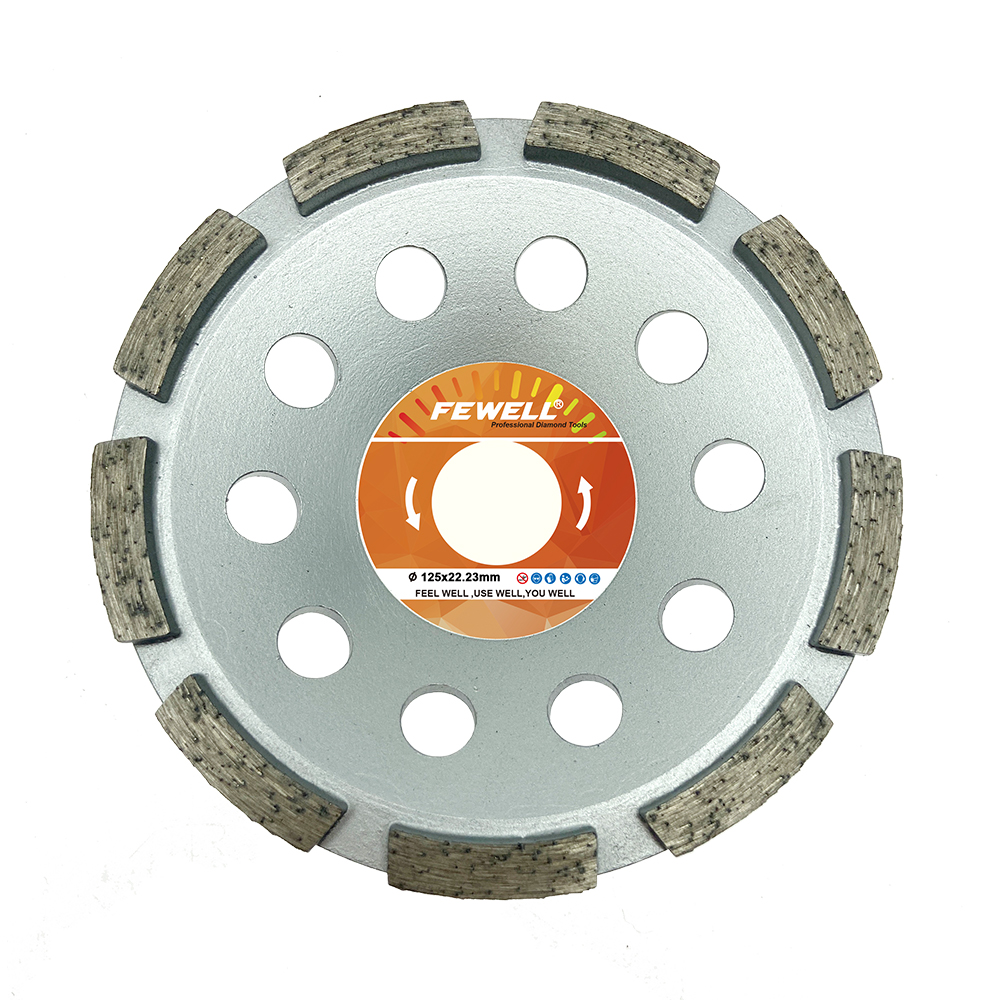 High quality Silver Brazed 5/7inch 125/180*5*22.23mm single row diamond cup wheel for grinding concrete granite