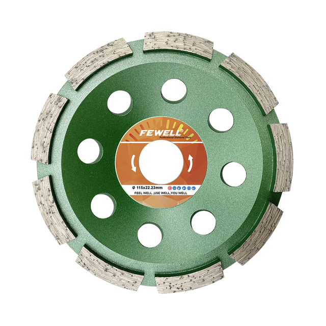 High quality cold Press 4.5inch 115*22.23mm single row diamond grinding cup wheel for surface grinding 