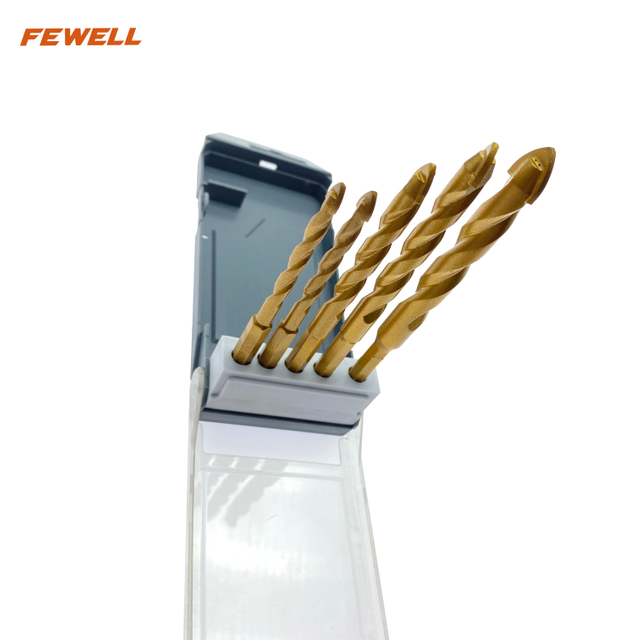 5 pcs(6mm , 6mm , 8mm, 10mm , 12mm ) professional hex shank extension spiral glass tile drill bit set