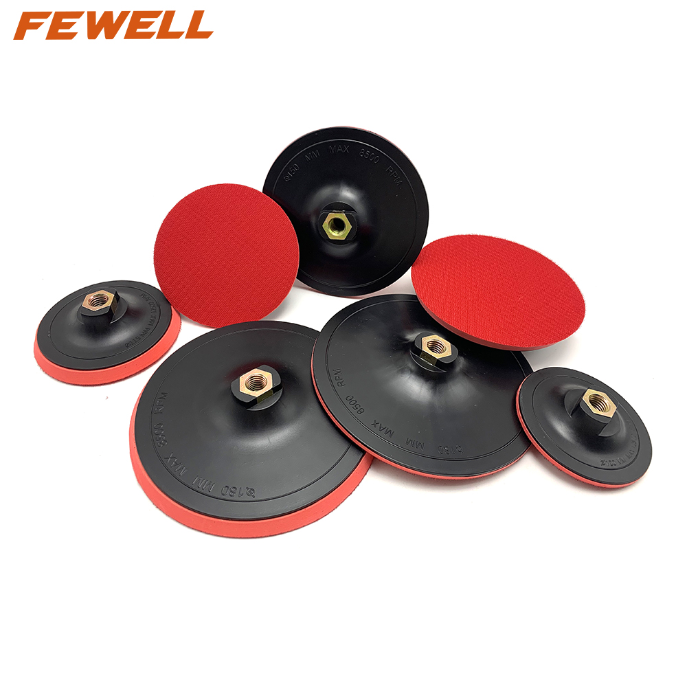 4-7Inch 100-180mm M14 Rubber Hook And Loop plastic backing Pads for Polishing Pads