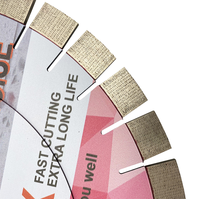 High quality 14/16in 350/400*20*60mm sandwich steel arix segment bridge diamond saw blade for cutting quartz granite