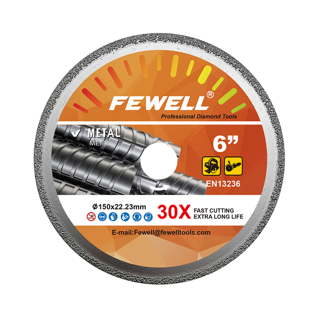 Vacuum brazed 6inch 150*22.23mm cutter tools diamond disc saw blade for cutting metal sheet steel