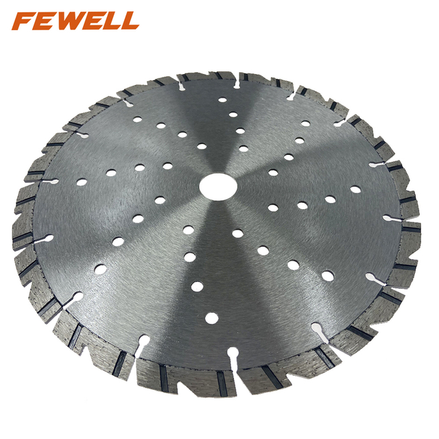 High quality Laser welded 9inch 230*2.6*10*22.23mm with cooling holes diamond saw blade for cutting concrete beton