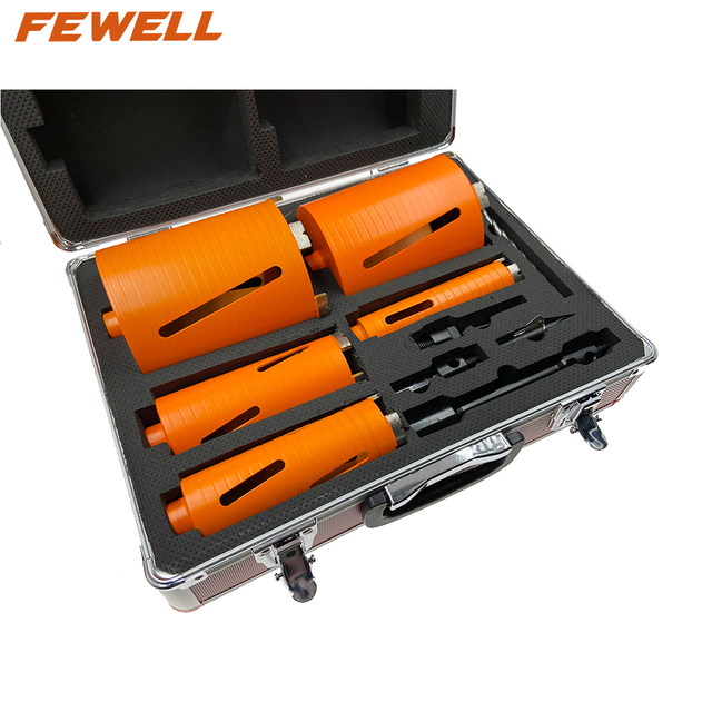 High quality 5pcs38 52 65 117 127*171*M16 laser welded diamond core bit set for granite, reinforced concrete