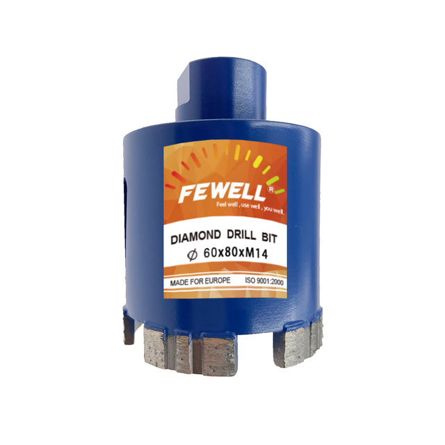 High quality 60*10*80*M14 thread Silver Brazed diamond segmented Core drill bit for reinforced concrete , concrete