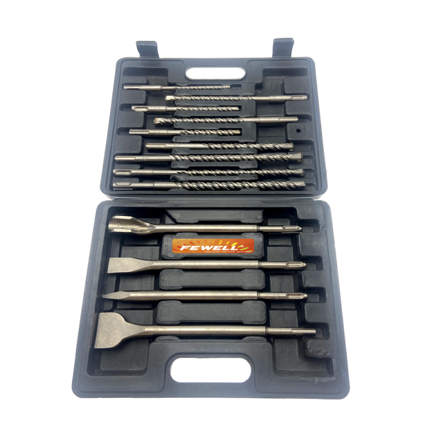 High quality 13pcs SDS Plus electric hammer drill bit & chisel bit Set for Concrete Masonry Drilling general purpose