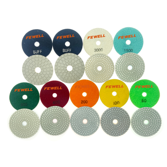 High quality 4inch 100mm Diamond Dry Grinding Abrasive Pads 9 PCS Sets for Polishing Ceramic Tiles Granite Marble Concrete
