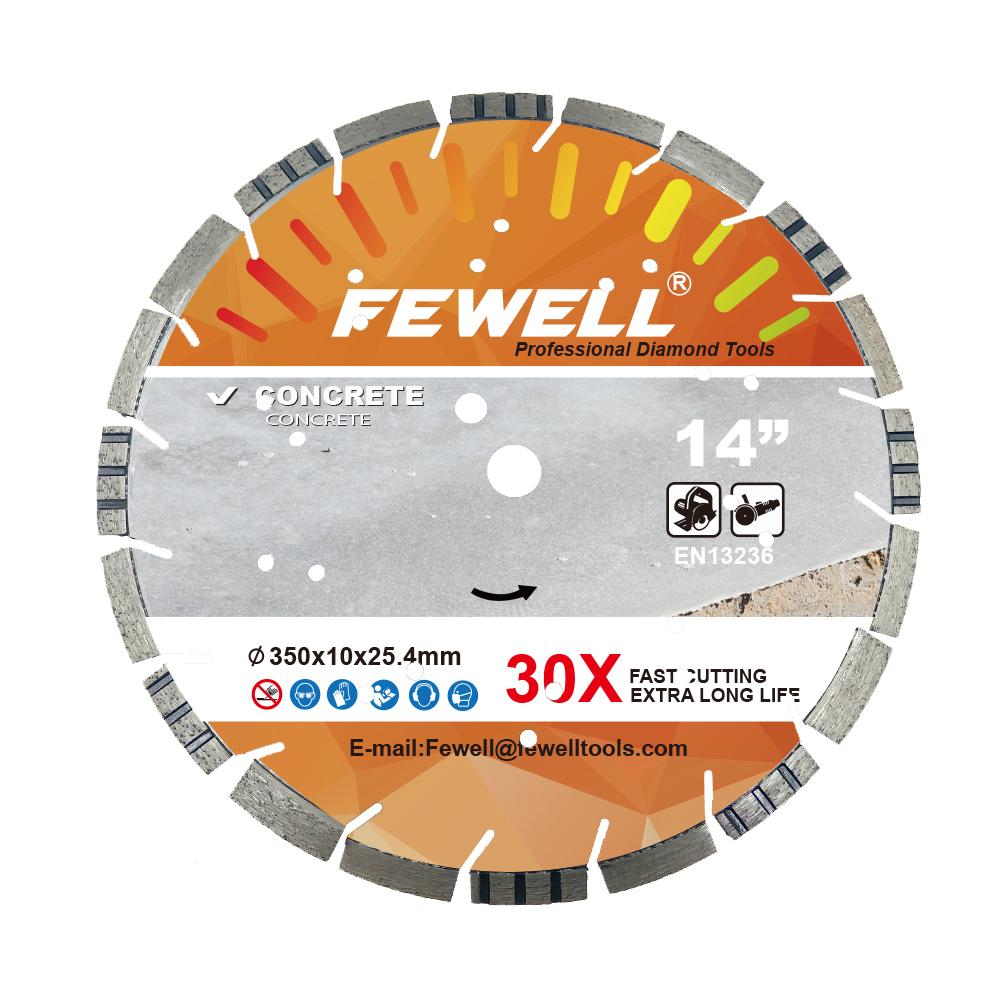 High quality laser welded 14inch 350*3.2*10*25.4mm diamond saw blade for cutting concrete and asphalt 