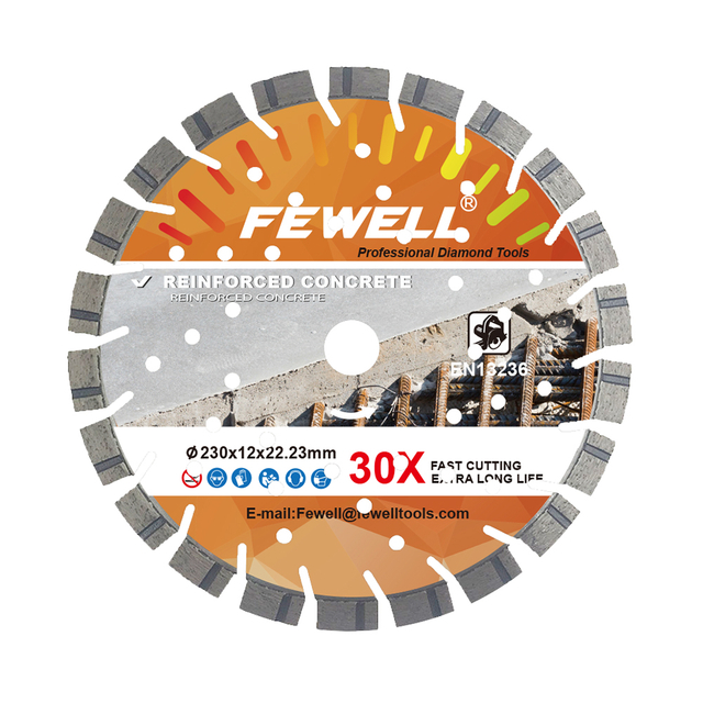 High quality 9inch laser welded 230*2.8*12*22.23mm with cooling holes diamond saw blade for cutting reinforced concrete