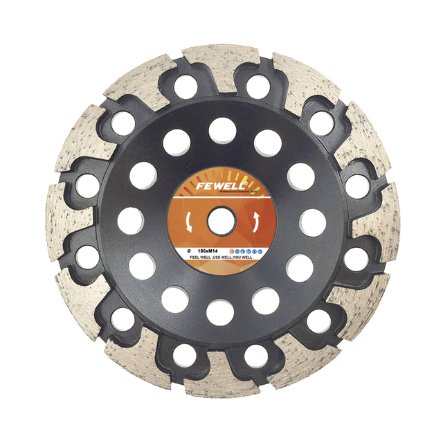 High quality Silver Brazed 6inch 180*5*M14 thread T teeth diamond cup wheel for grinding asphalt granite concrete