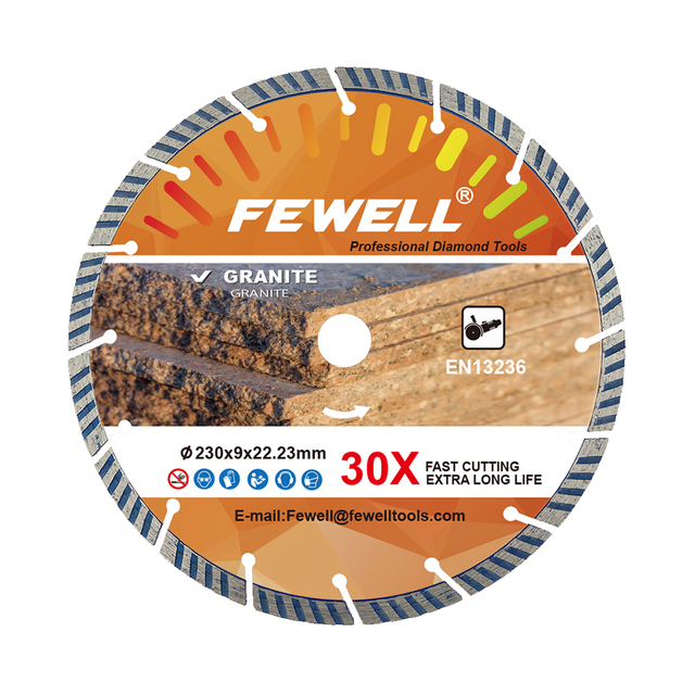 High quality Cold Press 9inch 230*3.2*9*22.23mm sintered diamond segmented turbo saw blade for cutting granite concrete