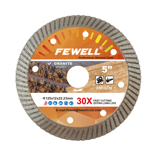 High quality Hot Press 5inch 125*2.2*12*22.23mm China circular diamond fine turbo saw blade for dry cutting granite 
