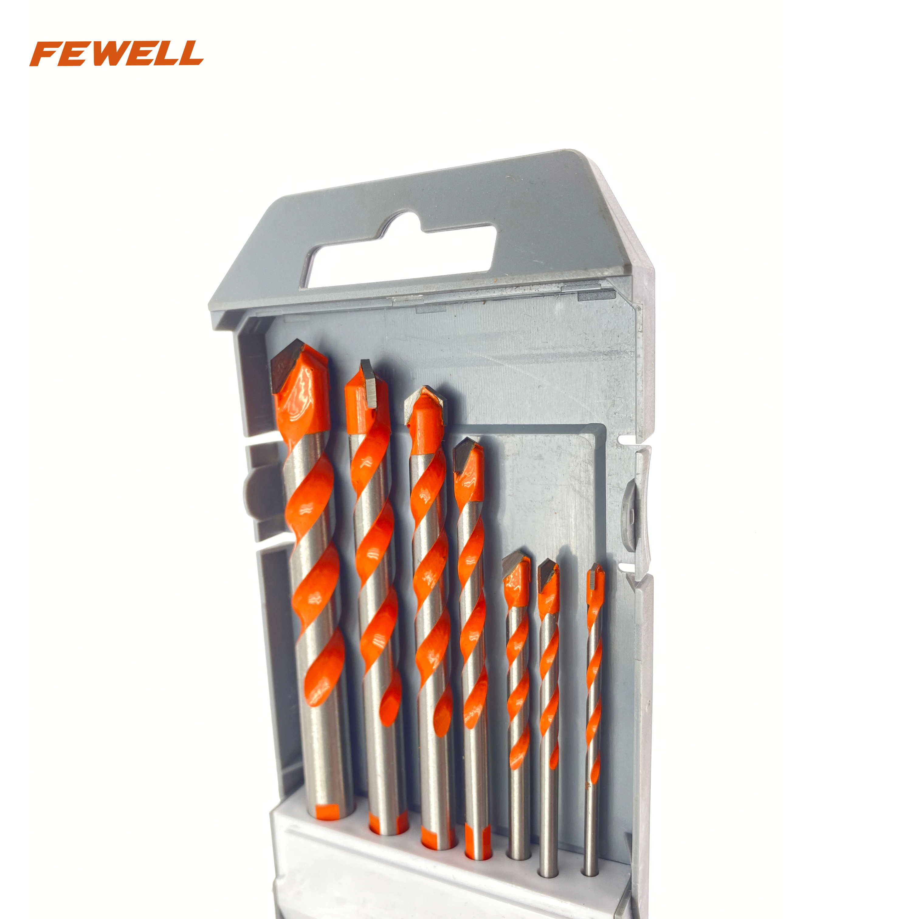 High quality 7pcs(3mm,4mm,5mm,6mm,8mm,10mm,12mm) Triangle handle spiral multifunction drill bit general purpose
