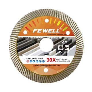 High quality hot press 4inch 105*10*20mm super thin turbo diamond saw blade for cutting tile porcelain 