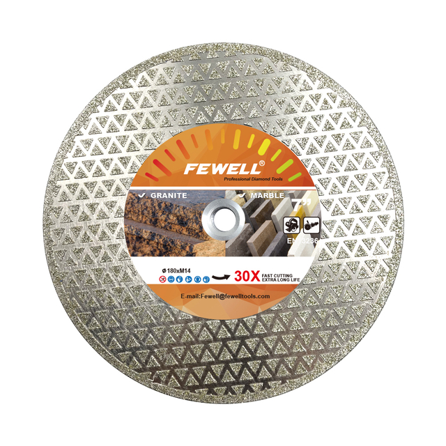 High quality 7/9Inch 180/230mm M14 flange single side triangle shape electroplated diamond saw blade for marble 