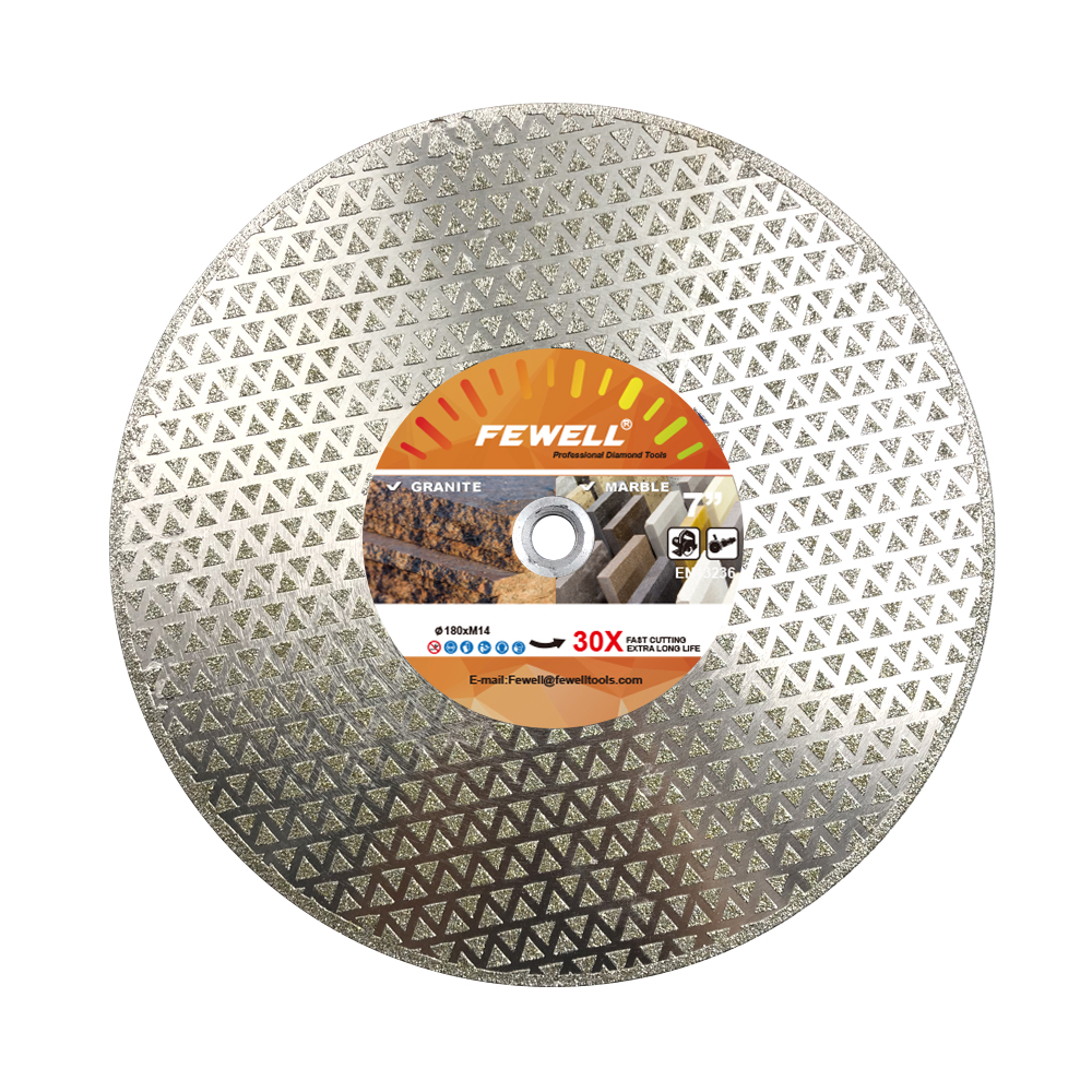 7inch 180*M14 flange double side triangle shape tools electroplated diamond saw blade for cutting and polishing marble granite 