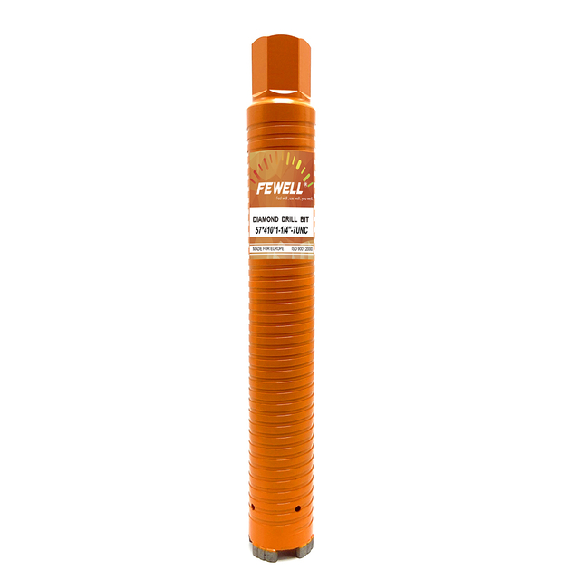 High quality laser welded 57*10*400*1-1/4''-7UNC segments diamond core drill bit for cutting concrete