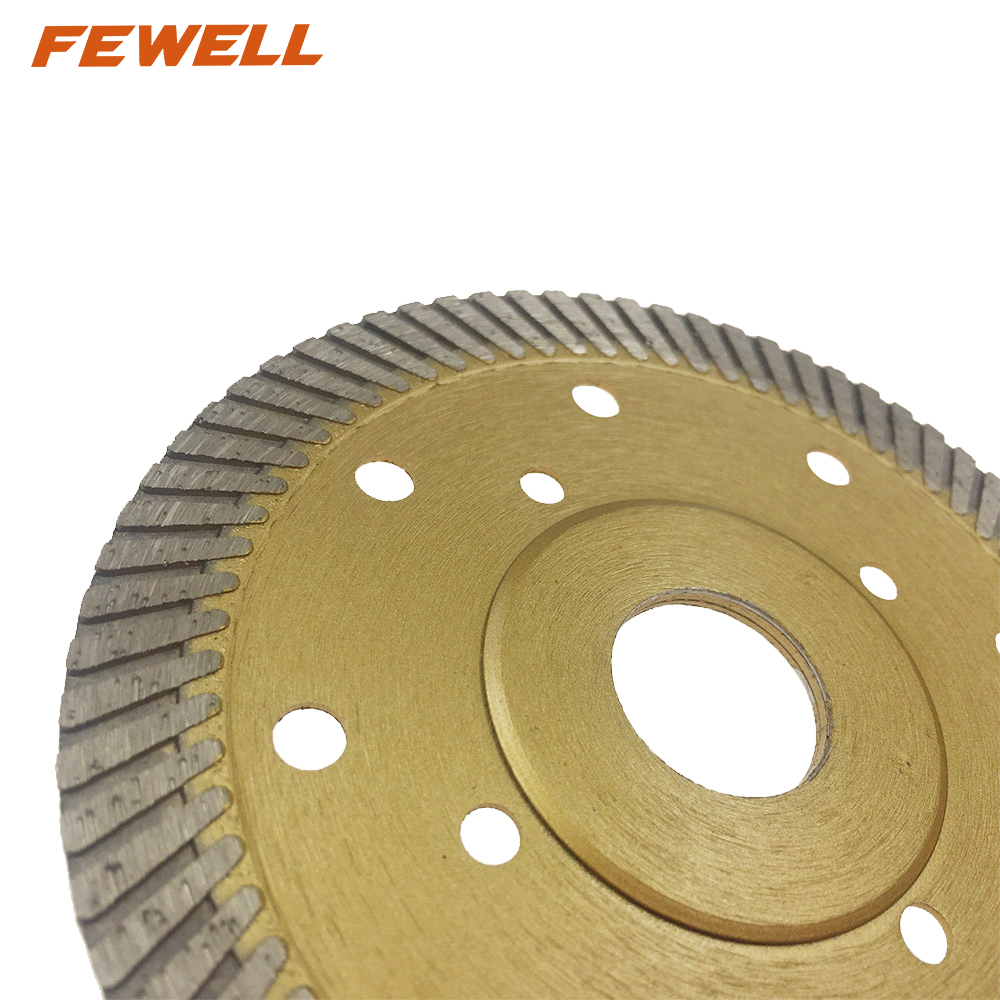High quality Hot Press 4.5、5、9、12inch 115-300*12mm cooling holes diamond fine turbo blade with reinforced center for cutting granite