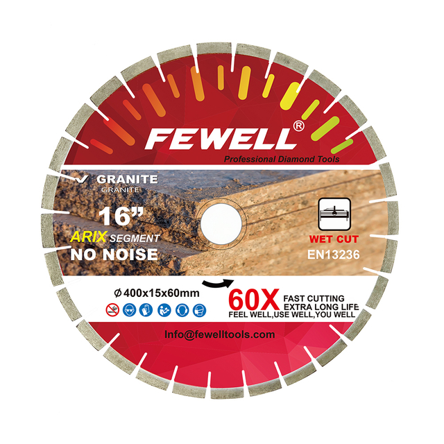 Premium quality 14/16inch 350/400*15/20*60 with 50mm ring Silver Brazed silent steel core arix segment diamond saw blade for cutting granite