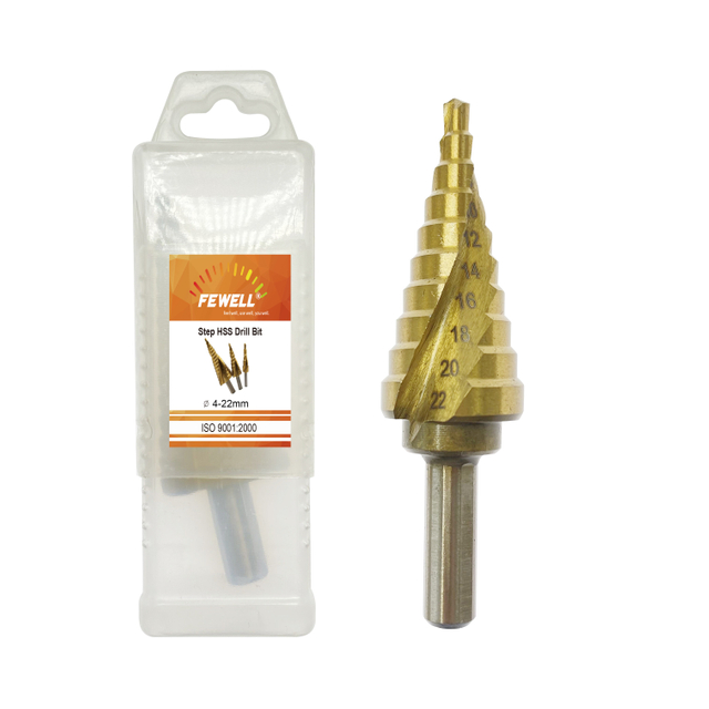 High quality Titanium coated 4241 HSS spiral flute step drill bit 4-22/32 mm for metal drilling