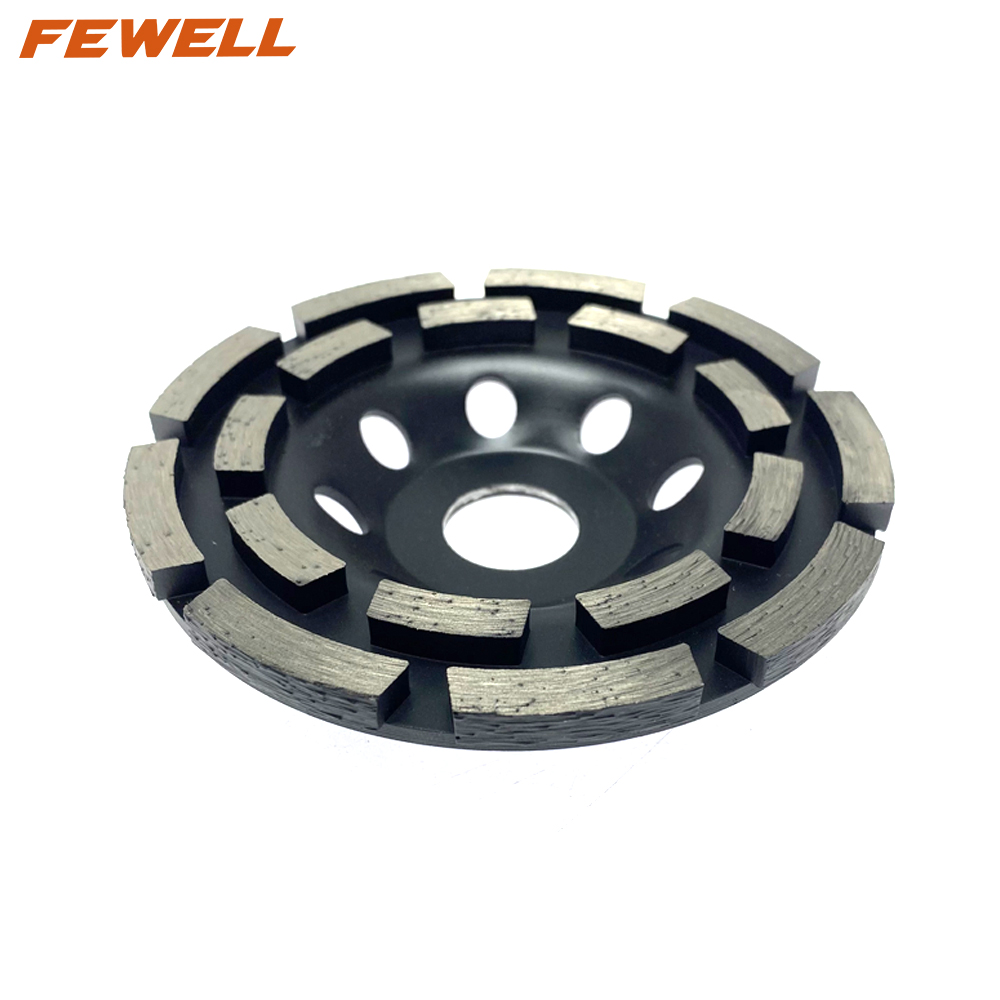 DIY Cold Press Sintered 4.5/5/7inch 115/125/180*5*22.23mm Double Row Diamond Grinding Cup Wheel for Abrasive Concrete Granite Stone