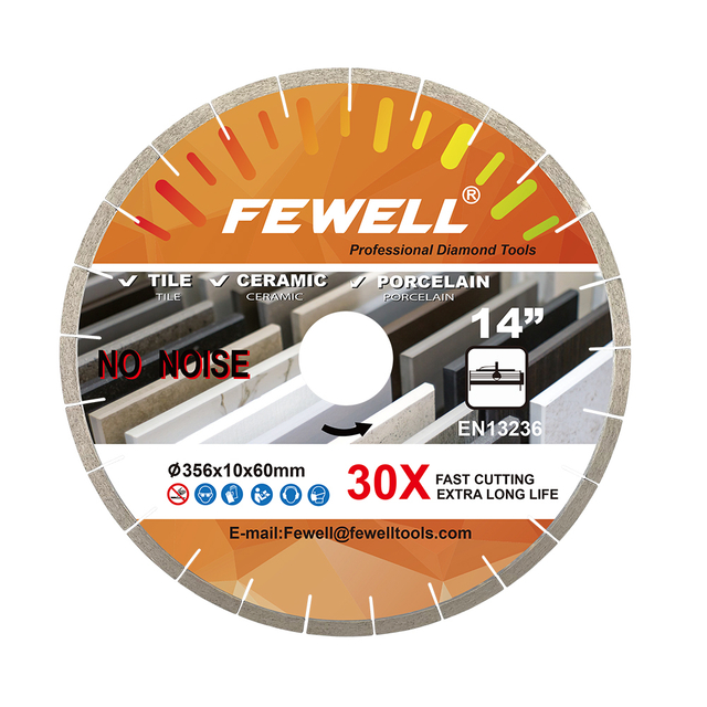 High quality Silver brazed 14/16inch 356/400*10*60mm segmented silent diamond saw blade for wet cutting porcelain ceramic