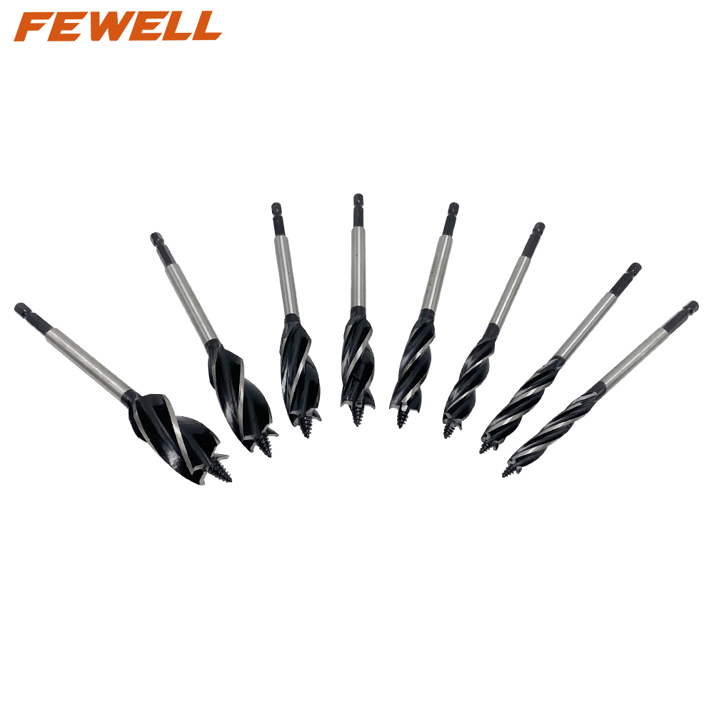 High quality 10 12 14 16 18 20 22 25mm 4 Flutes hex shank Auger drill bit set for wood hole cutter
