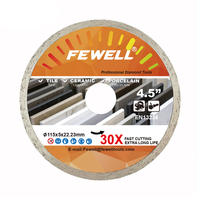 High quality Cold press 4.5inch 115*2.0*5*22.23mm diamond continuous rim saw blade for cutting ceramic tile marble