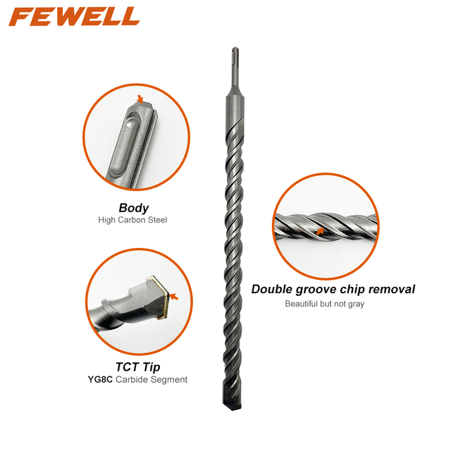 SDS Plus Carbide Single Flat Tip 30mm Double Flute Electric Hammer Drill Bit for Concrete wall Masonry Hard Stone Granite