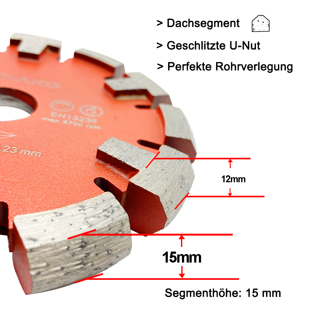 Premium quality 130*15/16/17*12*22.23mm U Shape Wall Floor heating Grooved Crack Chaser Diamond Tuck Point Saw Blade for grooving concrete 