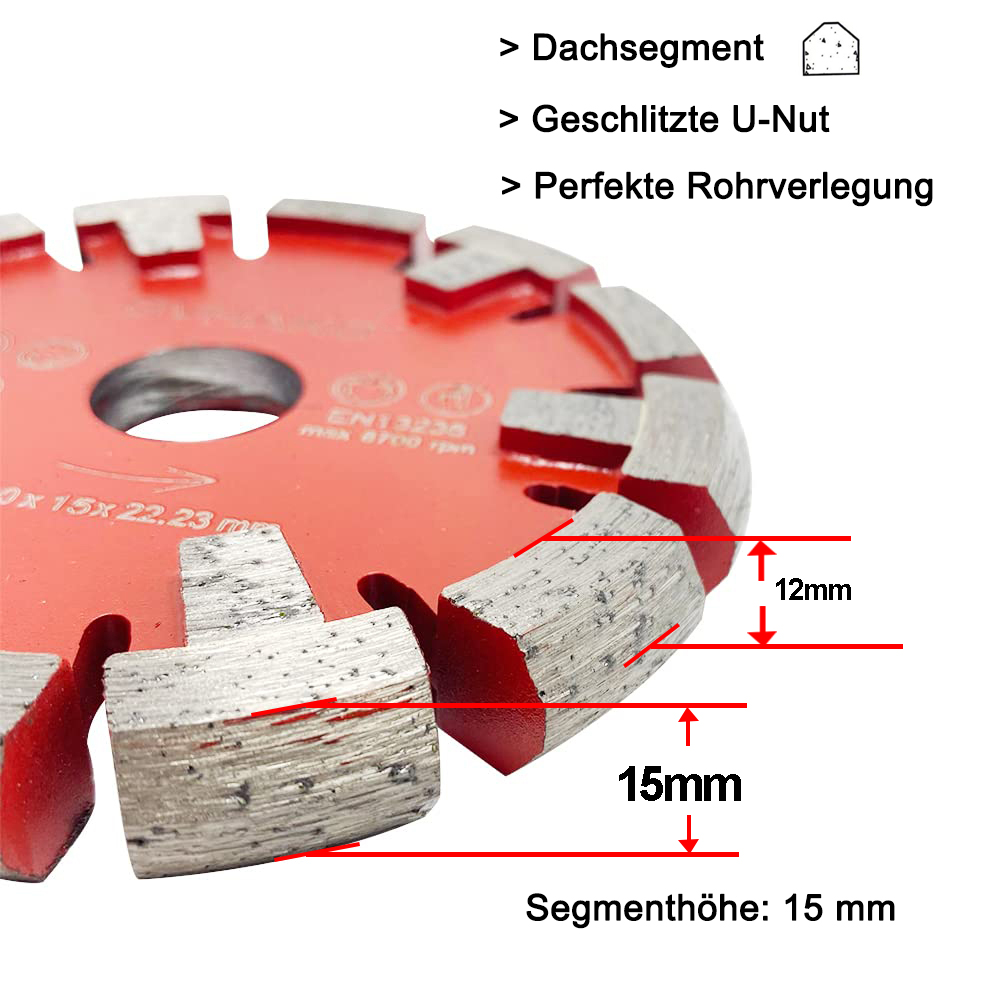 Premium quality 120*15/16/17*12*22.23mm U Shape Wall Floor heating Grooved Crack Chaser Diamond Tuck Point Saw Blade for grooving concrete