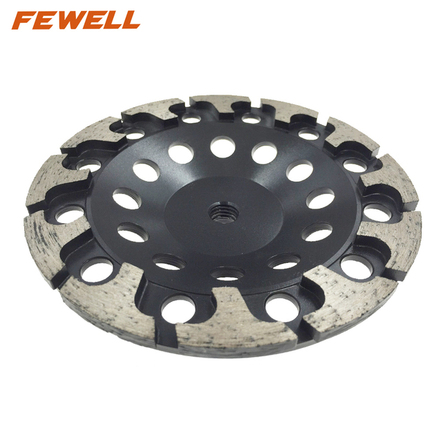 High quality Silver Brazed 6inch 180*5*M14 thread T teeth diamond cup wheel for grinding asphalt granite concrete