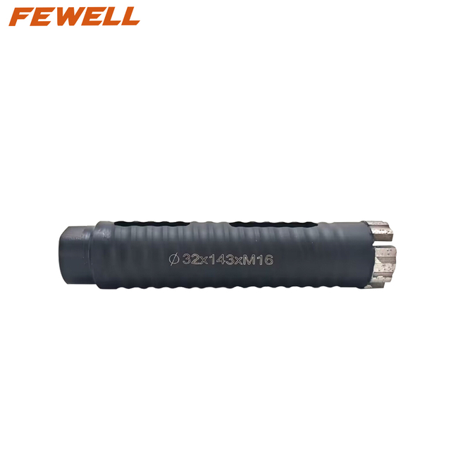 High quality laser welded 32*10*143*M16 segmented turbo diamond core drill bit for drilling concrete