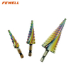 High quality 3PCS 4-12mm 4-20mm 4-32mm HSS M35 Hexagon Shank spiral flute Titanium Step Drill Bits for Metal Drilling