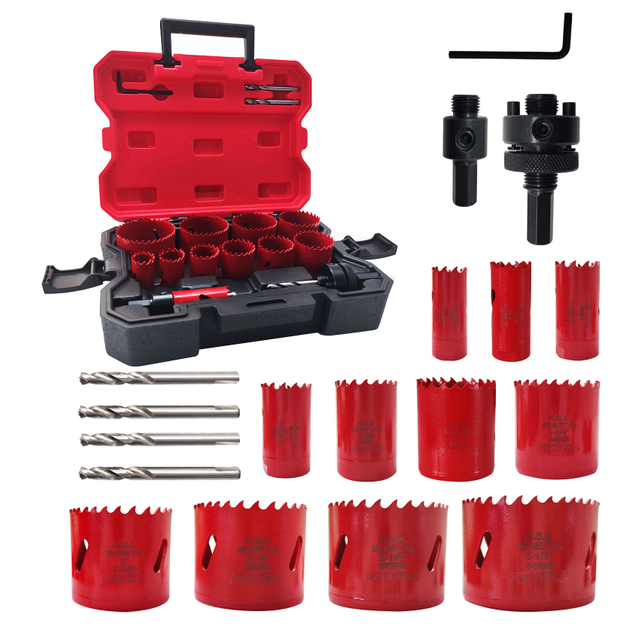 High Quality 16PCS Bi-Metal Industry Hole Saw Set with Box for Metal, Wood, PVC, Plastic, Drywall, Steel, Aluminum Alloy, Plasterboard