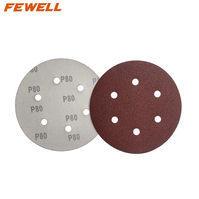 High quality 150mm 6'' Red P80 hook and loop Sandpaper for polishing and grinding stainless steel wood