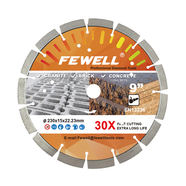 High quality laser welded 9inch 230*3.0*12*22.23mm arix diamond saw blade for cutting granite concrete