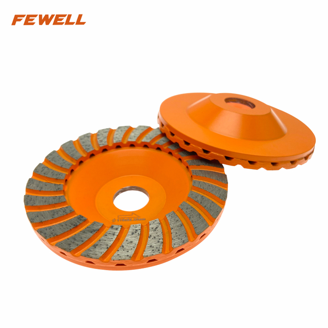 High quality Silver Brazed 4.5inch 115*5*22.23mm turbo diamond grinding cup wheel disc for concrete stone