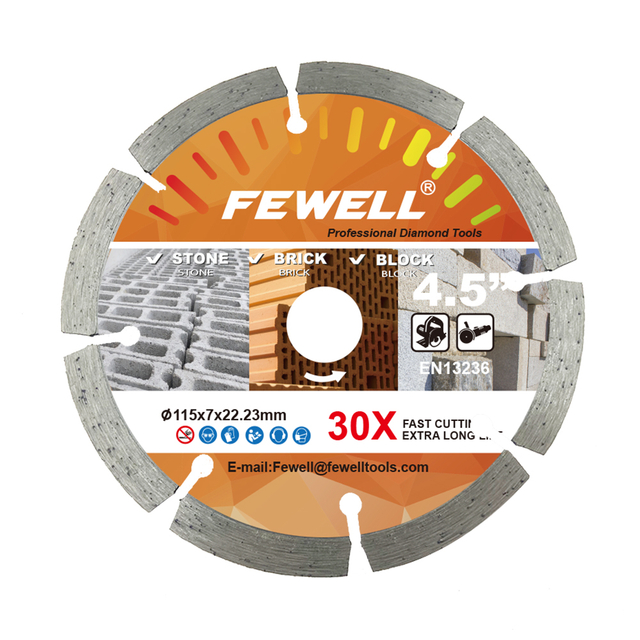 High quality 4.5-9inch 115-230mm hot press 7mm height segmented diamond saw blade for cutting general purpose , stone , brick and concrete
