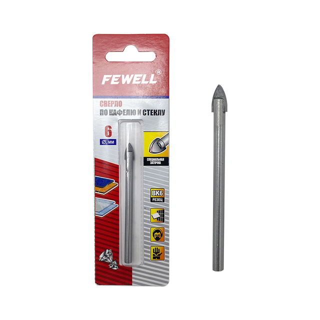 High quality 6/8mm round shank Carbide single Tip Ceramic Porcelain Tile Glass Drill Bit for Glass Tile