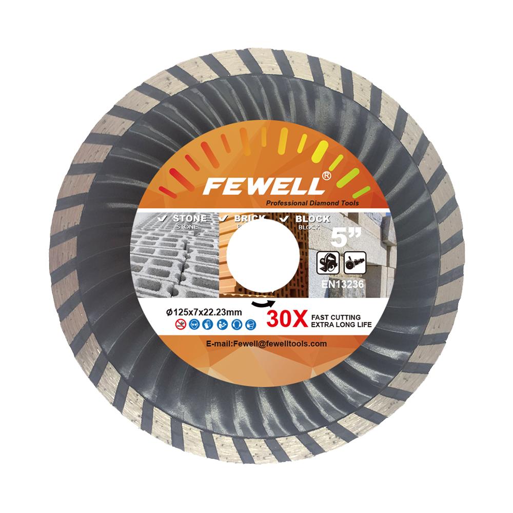 High quality Cold Press 5/7inch 125/180*7mm wave turbo diamond saw blade for cutting concrete