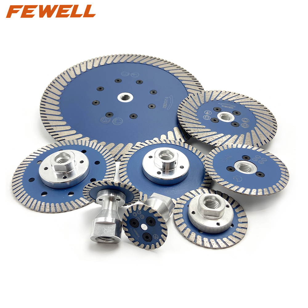 High quality 40/50/65/80/105mm with M14 aluminum flange Hot Press diamond fine turbo saw blade for cutting granite concrete
