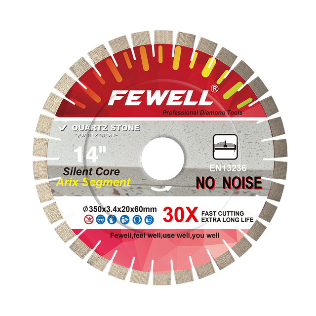 High quality 14/16in 350/400*20*60mm sandwich steel arix segment bridge diamond saw blade for cutting quartz granite